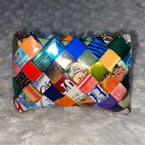 Colorful Folded Paper Wrapper Coin Purse Zipper Top
